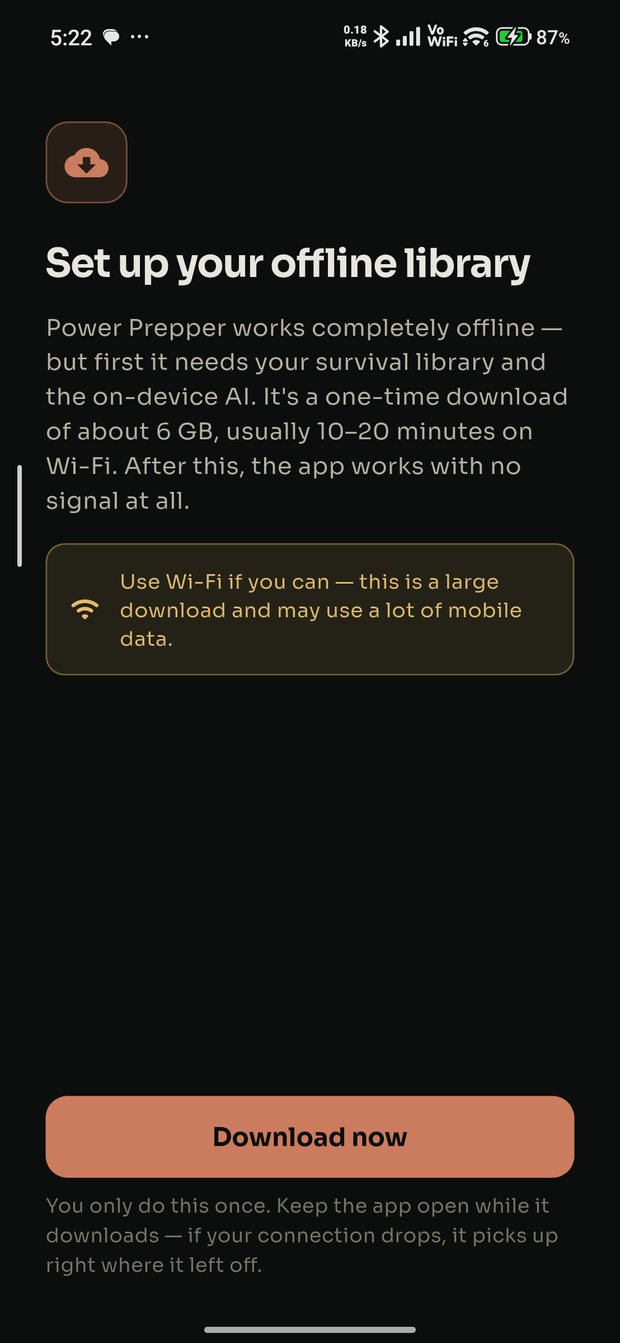 One-time offline library download