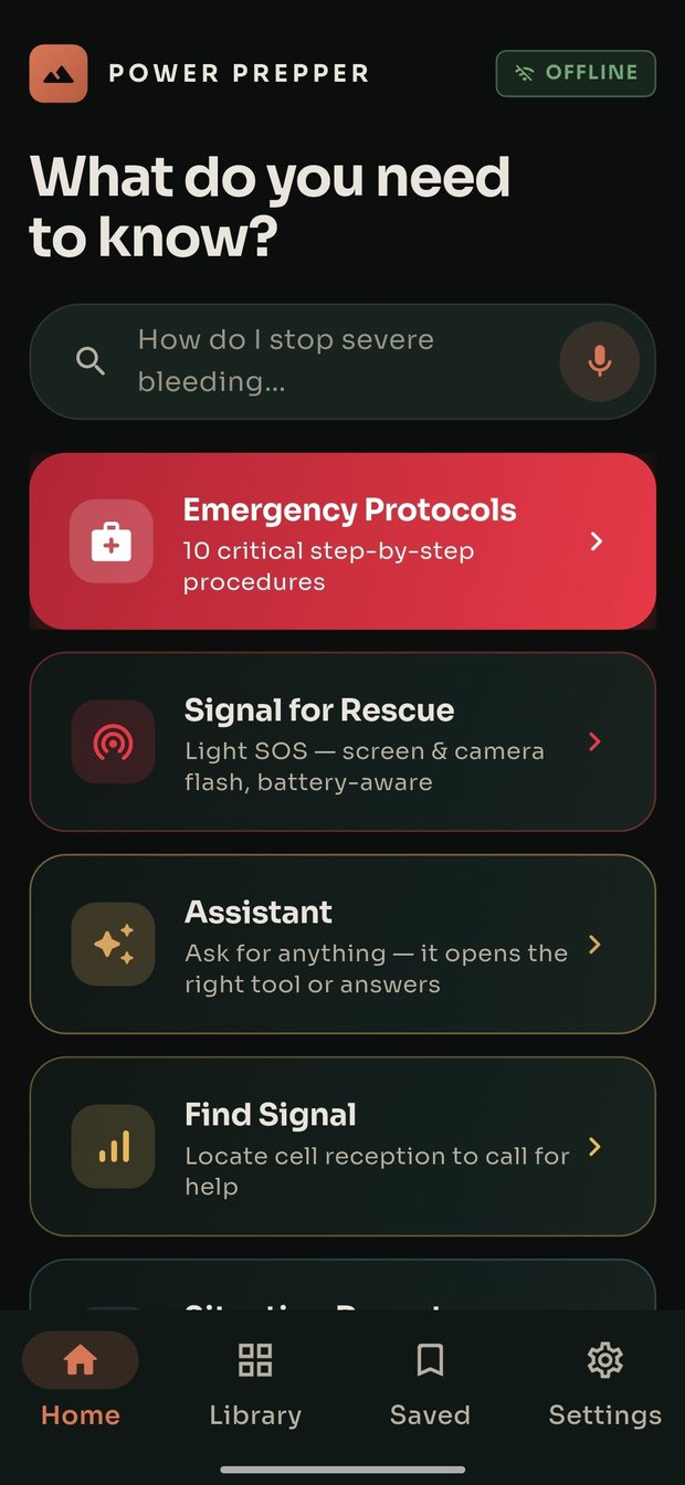 Power Prepper home screen